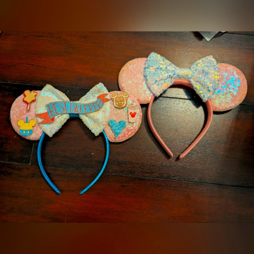 2 Pair Pink and Blue Mickey Mouse Ears Headbands